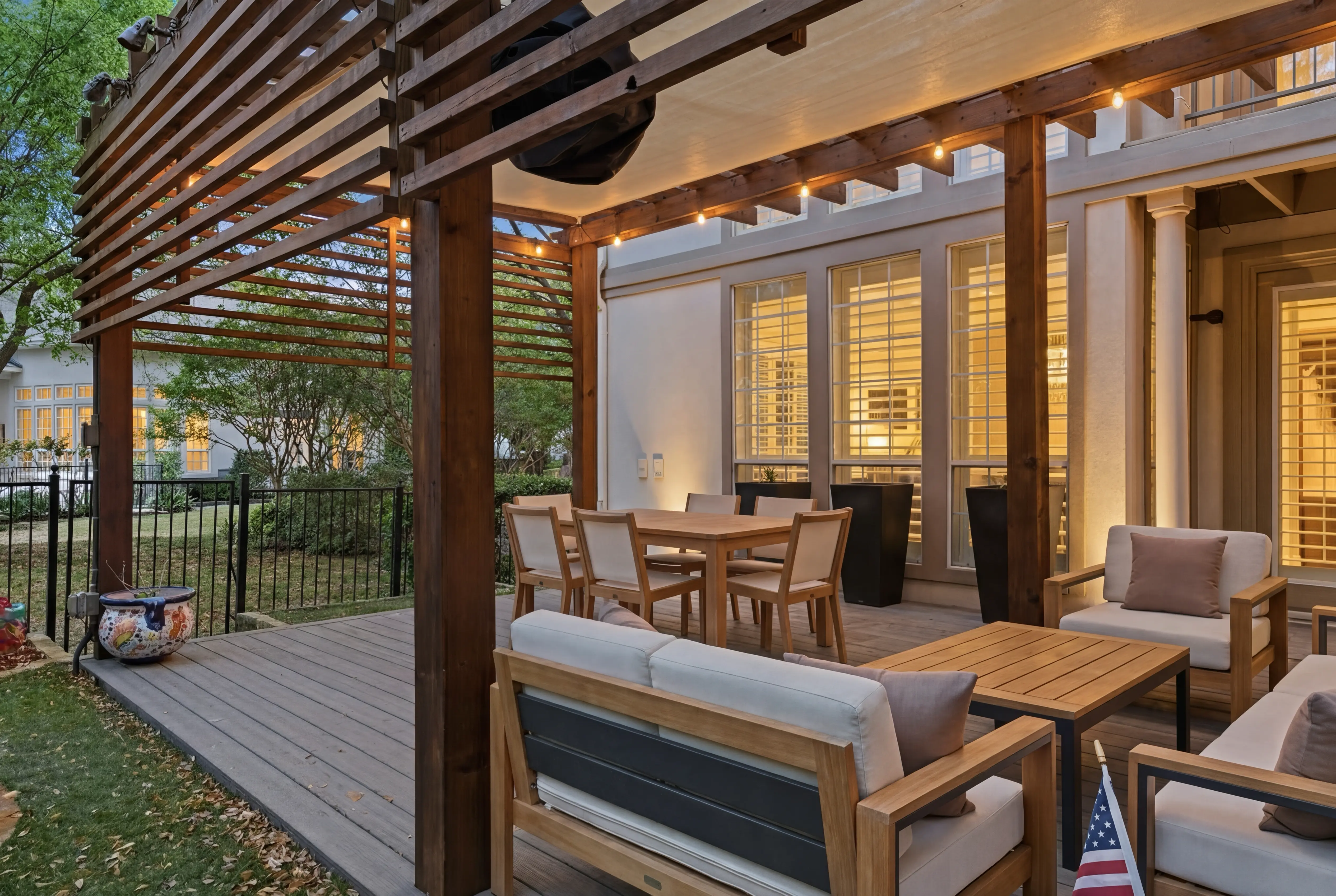 Private patio with pergola